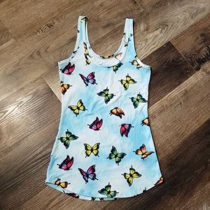 No Boundaries tank multicolor butterfly cloudy sky print tank top scoop neck XS